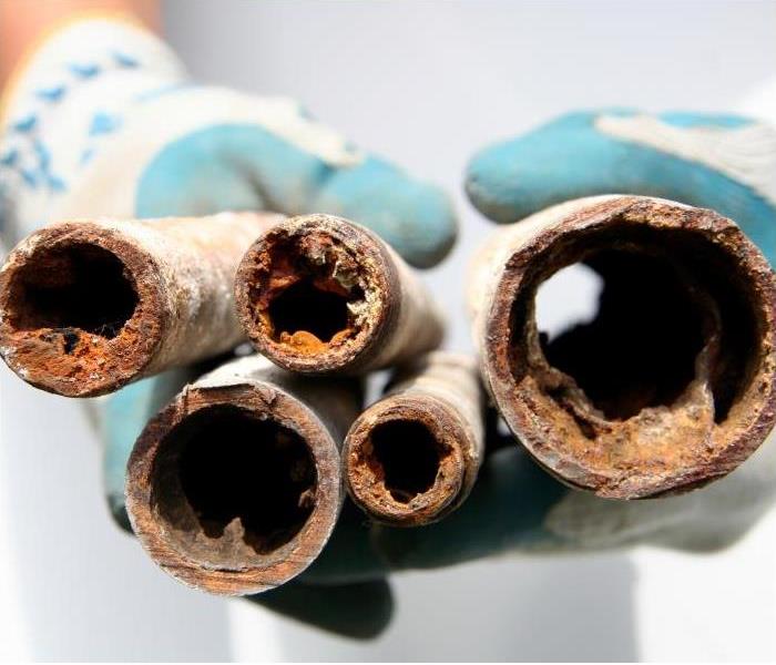 Damaged pipes that had been clogged